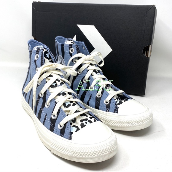 Converse Ctas Canvas High Blue Zebra Women Sneaker - Picture 6 of 8